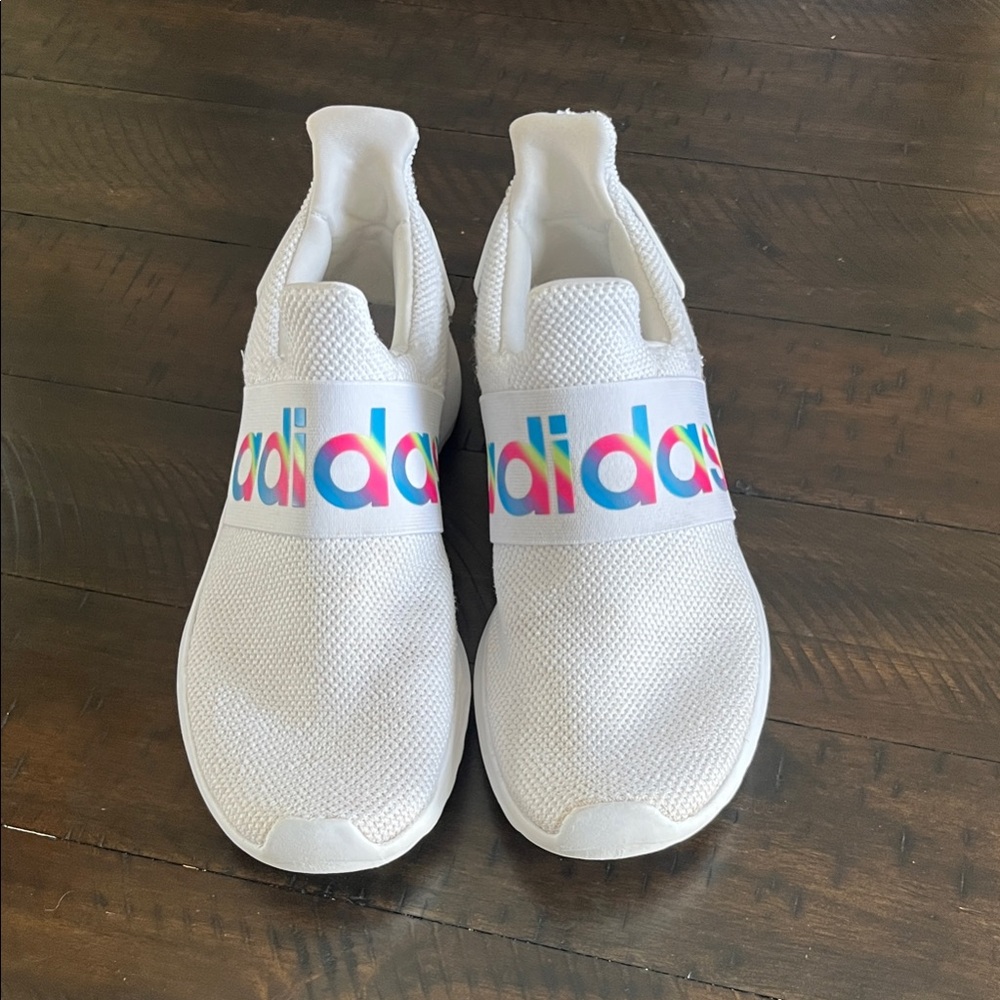 Adidas Women or Kids White Sneakers with Multicolor Logo